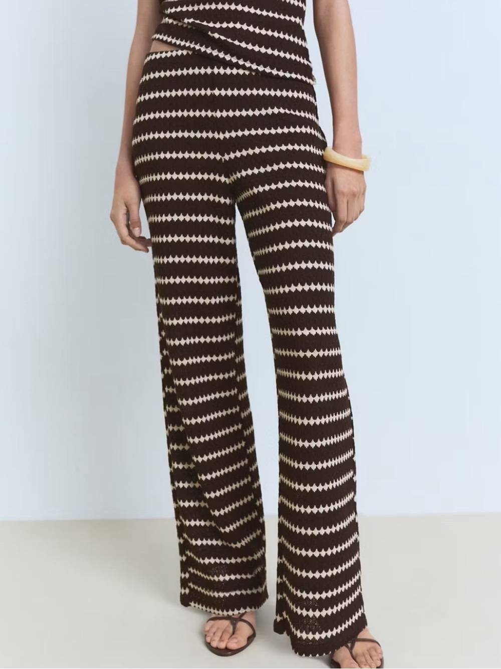 Mango Geometric Print Brown Knit Pants
